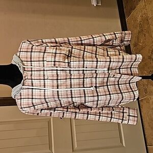 The Buckle new plaid long sleeve with hood button up shirt size Medium